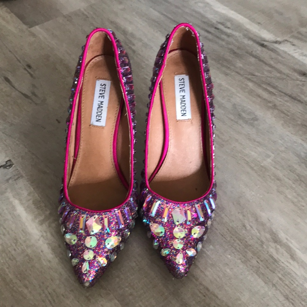 Steve Madden Bedazzled Glitter Heels 7.5